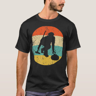 Curling Curler Silhouette Retro Sports T-Shirt