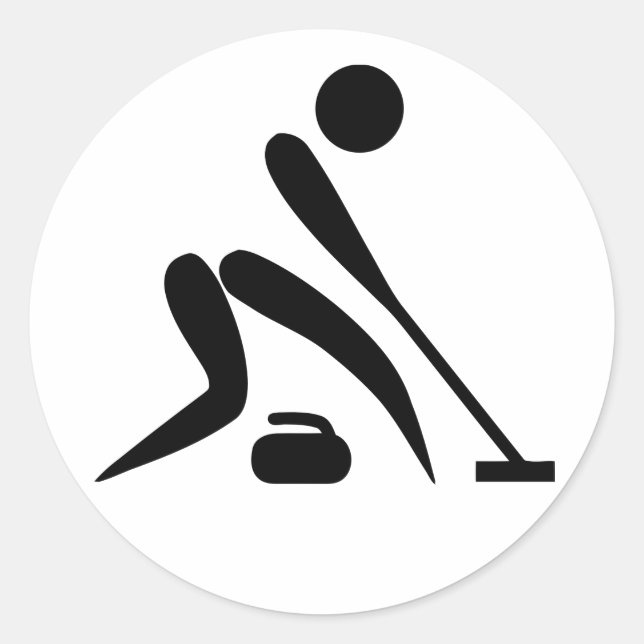 Curling Curler Stone Rock Broom Classic Round Sticker (Front)