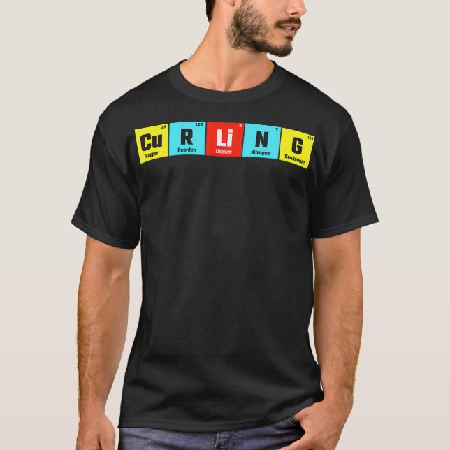 Curling elementary periodic table Funny Gift T-Shirt (Front)