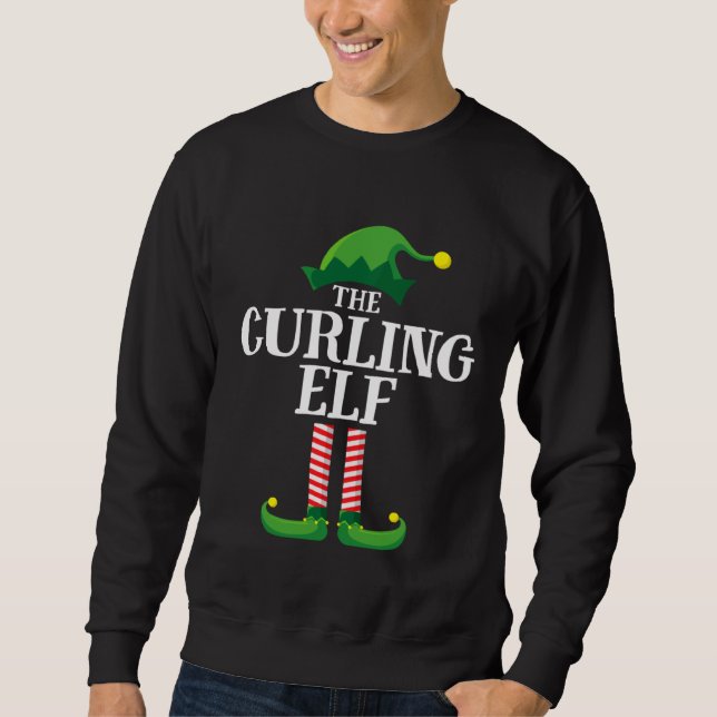 Curling Elf Matching Family Group Christmas Party  Sweatshirt (Front)