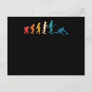 Curling Evolution of Man Funny Curler Team Postcard