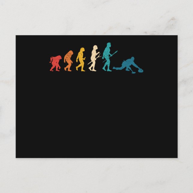 Curling Evolution of Man Funny Curler Team Postcard (Front)