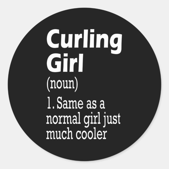 Curling Girl Classic Round Sticker (Front)