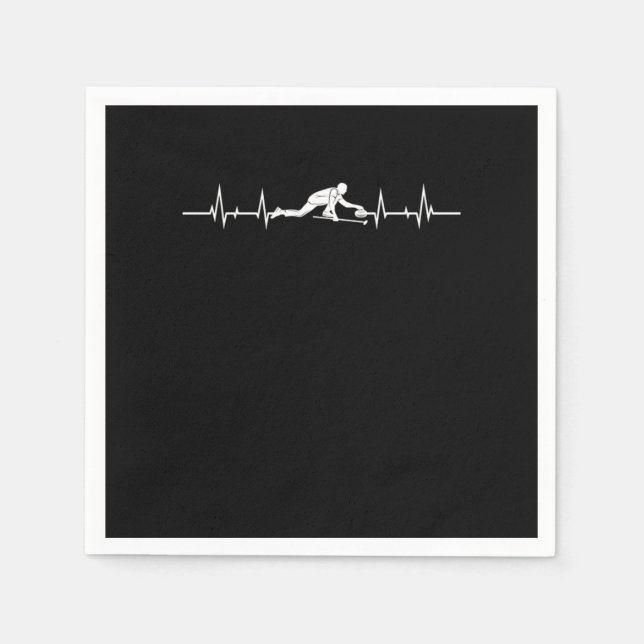Curling Heartbeat Ice Sports Gift Napkin (Front)