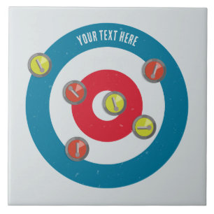 curling House and curling stones top view Ceramic Tile