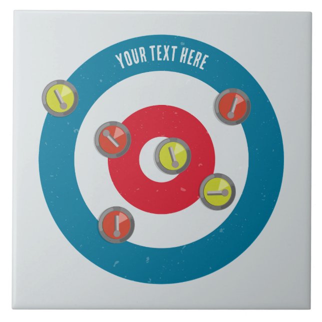 curling House and curling stones top view Ceramic Tile (Front)