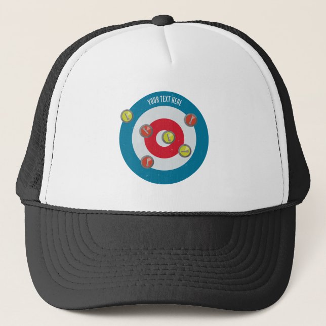 curling House and curling stones top view Trucker Hat (Front)