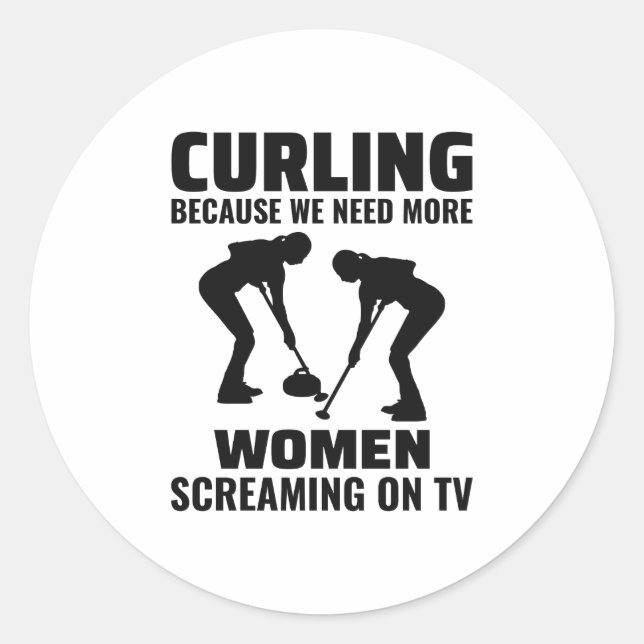 Curling Ice sport Stone Broom Classic Round Sticker (Front)