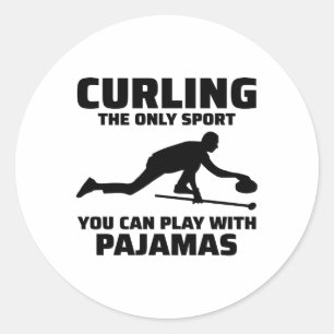 Curling Ice sport Stone Broom Classic Round Sticker