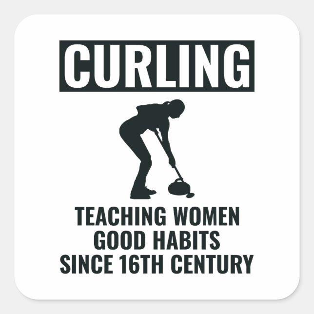 Curling Ice sport Stone Broom Square Sticker (Front)