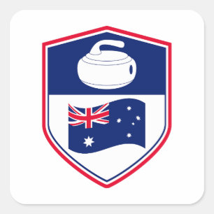 Curling Ice sport Stone Broom Square Sticker