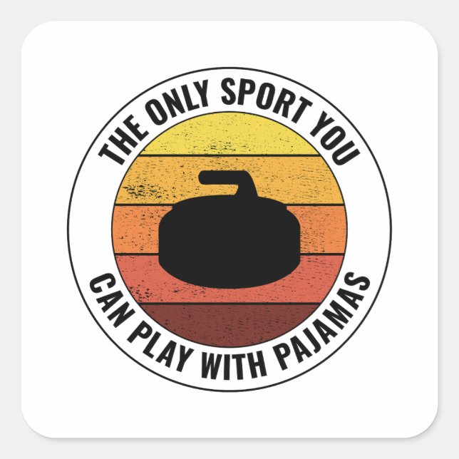 Curling Ice sport Stone Broom Square Sticker (Front)