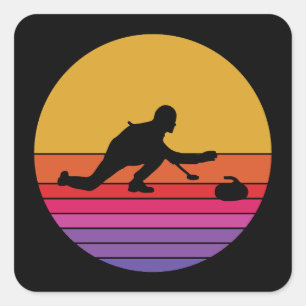 Curling Ice sport Stone Broom Square Sticker