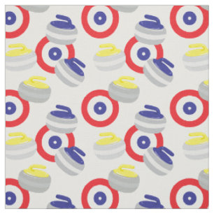 Curling Ice Sport Stones and Targets Pattern Fabric