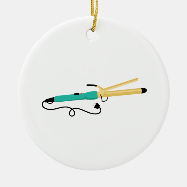 Curling Iron Ceramic Ornament (Front)