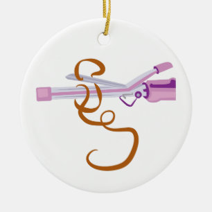 Curling Iron Ceramic Ornament