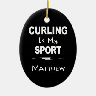 Curling is My Sport Oval Ceramic Ornament