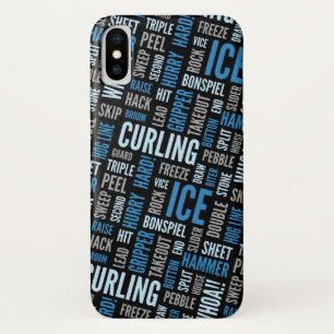 Curling Lingo Cell Phone Case - Blue and Black