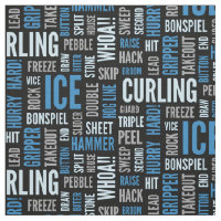 Curling Lingo Fabric - Blue and Black