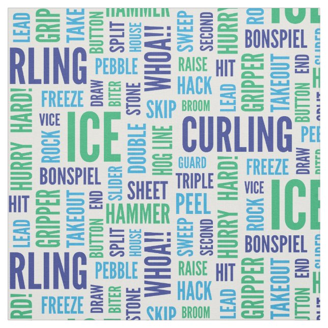 Curling Lingo Fabric - Green and Blue (Swatch)