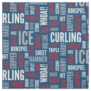 Curling Lingo Fabric - Red, White and Blue