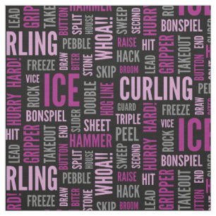 Curling Lingo Fabric - Sangria Purple and Black