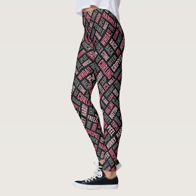 Curling Lingo Leggings - Pink and Black (Left)
