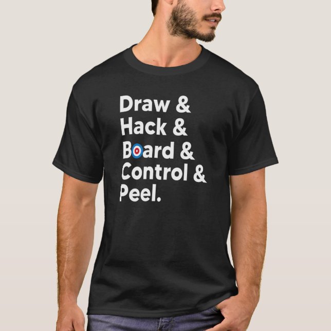 Curling Meme Draw Hack Board Control Peel Curling T-Shirt (Front)