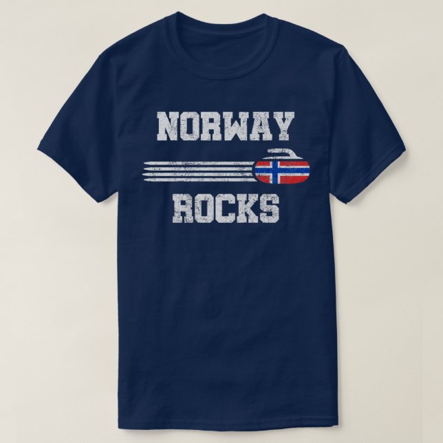 Curling Norway Rocks Curling Stone T-Shirt (Design Front)