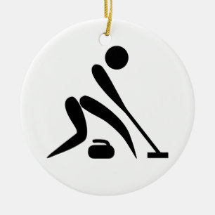 Curling Pictogram Ceramic Ornament