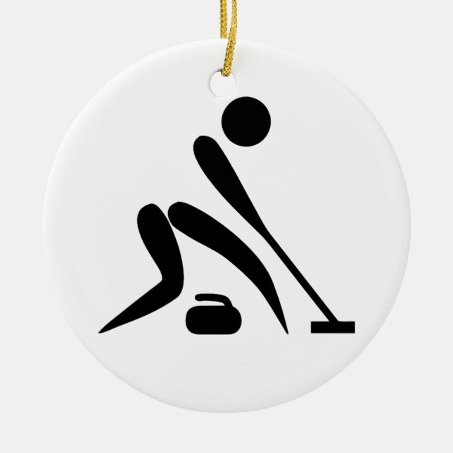 Curling Pictogram Ceramic Ornament (Front)