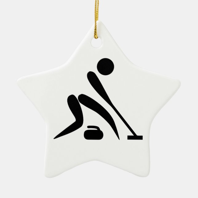 Curling Pictogram Ceramic Tree Decoration (Front)