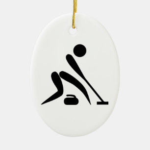 Curling Pictograph Ceramic Ornament
