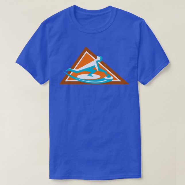 Curling Player Sliding Stone Triangle Icon T-Shirt (Design Front)