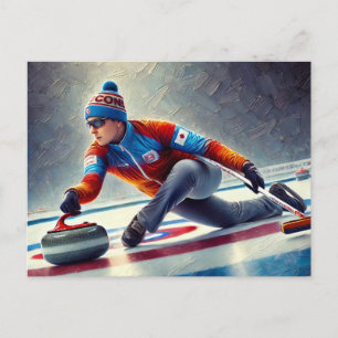 Curling Player Sports Athlete Postcard