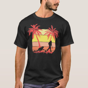 Curling Players Stone Summer Sunset 80s Palm T-Shirt