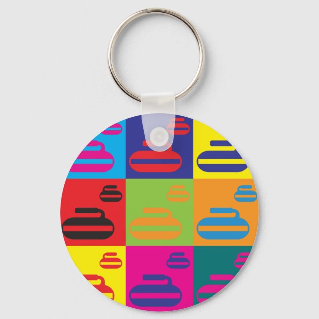 Curling Pop Art Key Ring (Front)