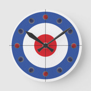 Curling Rock Marker Clock- (Blue) Round Clock