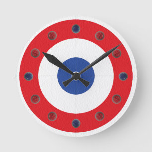 Curling Rock Marker Clock- (Red) Round Clock