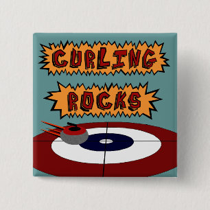 Curling Rocks 15 Cm Square Badge