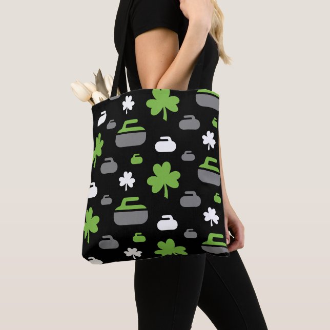 Curling Rocks and Shamrocks Tote Bag (Close Up)
