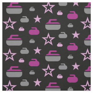 Curling Rocks and Stars Fabric - Sangria Purple