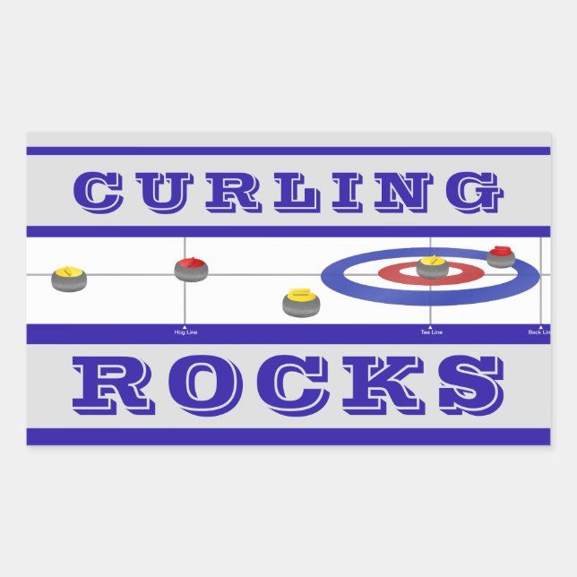 Curling Rocks Rectangular Sticker (Front)