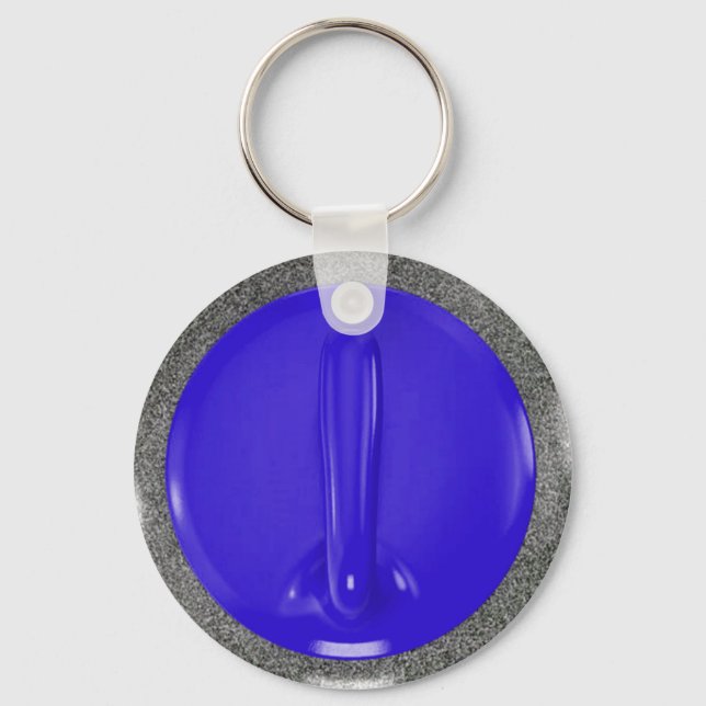 Curling Stone Blue Sports Fun Key Ring (Front)
