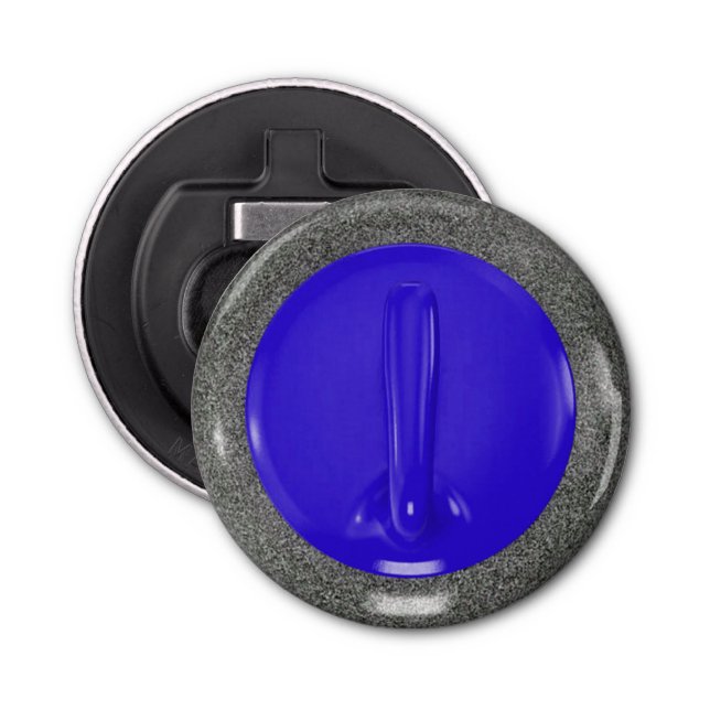 Curling Stone Bottle Opener Blue and Grey (Front)