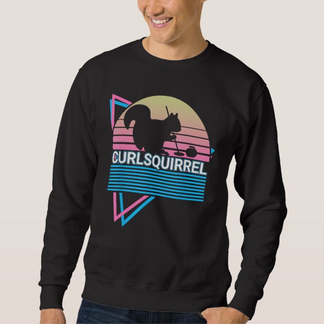 Curling Stone Curling Player Retro Curlsquirrel Sweatshirt (Front)