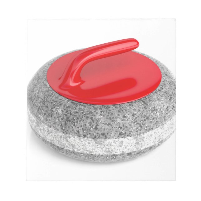 Curling stone on white notepad (Front)