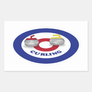 Curling stone rectangular sticker