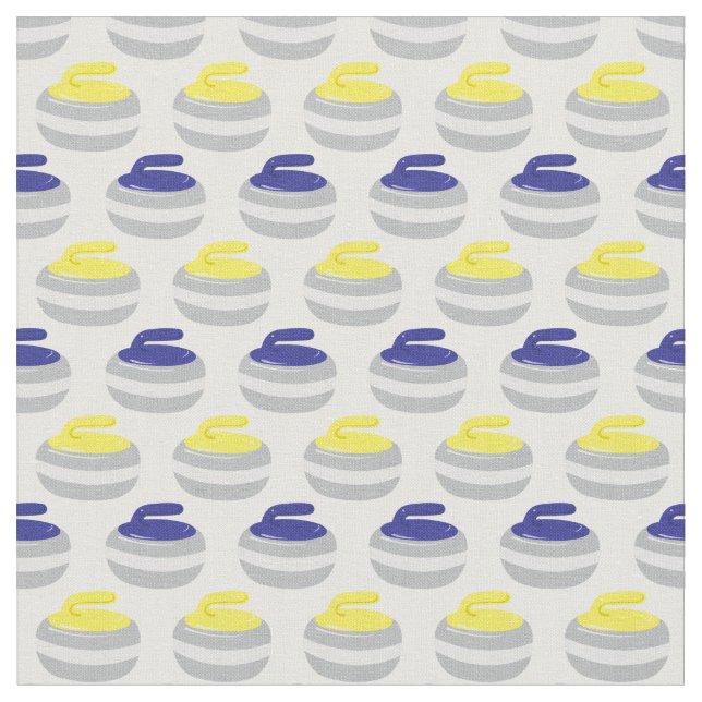 Curling Stones Ice Sports Patterned Fabric (Close Up)