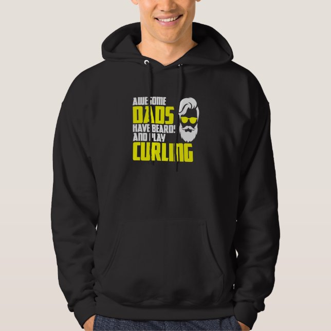 Curling team father's day beard  curling player hoodie (Front)